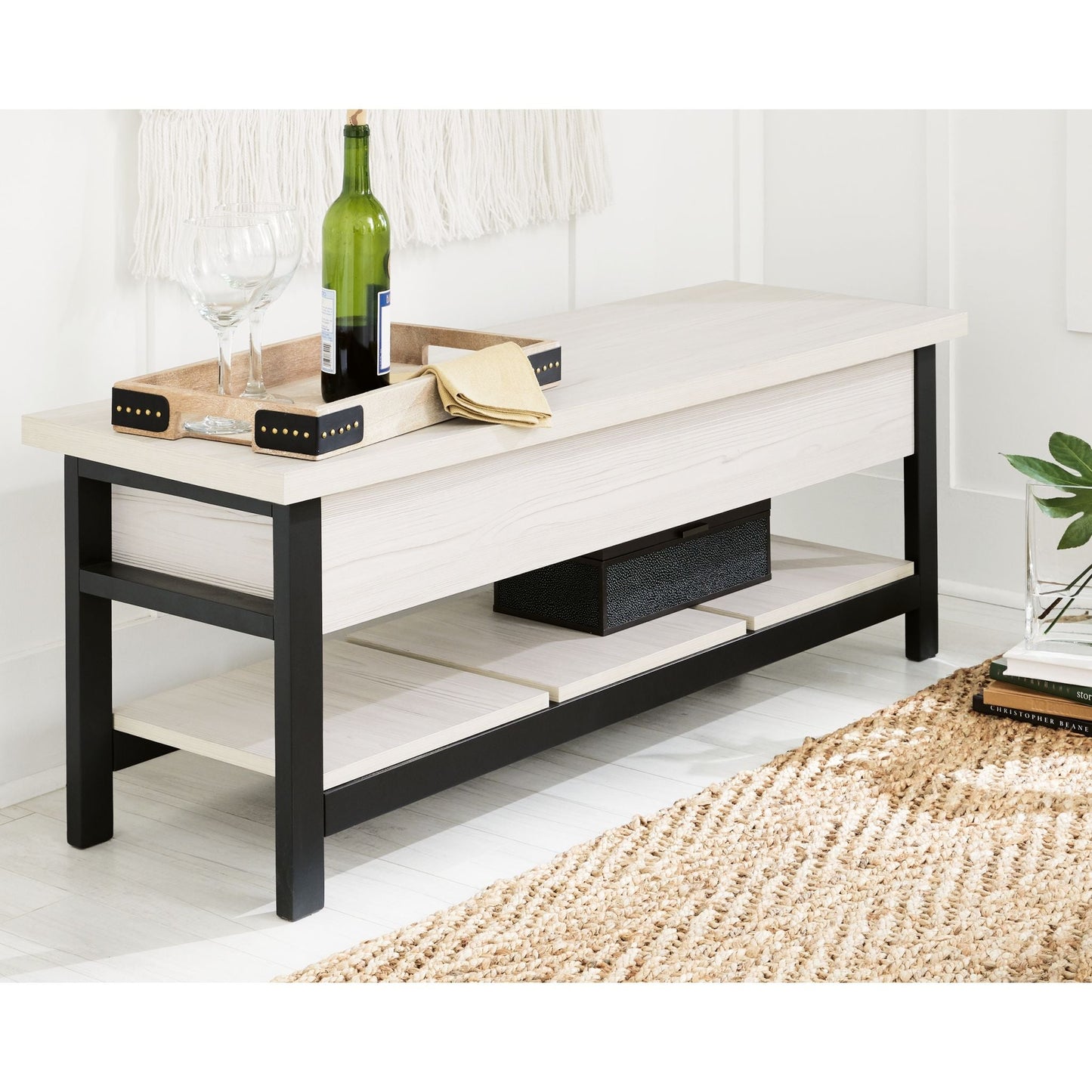 Rhyson Storage Bench - White