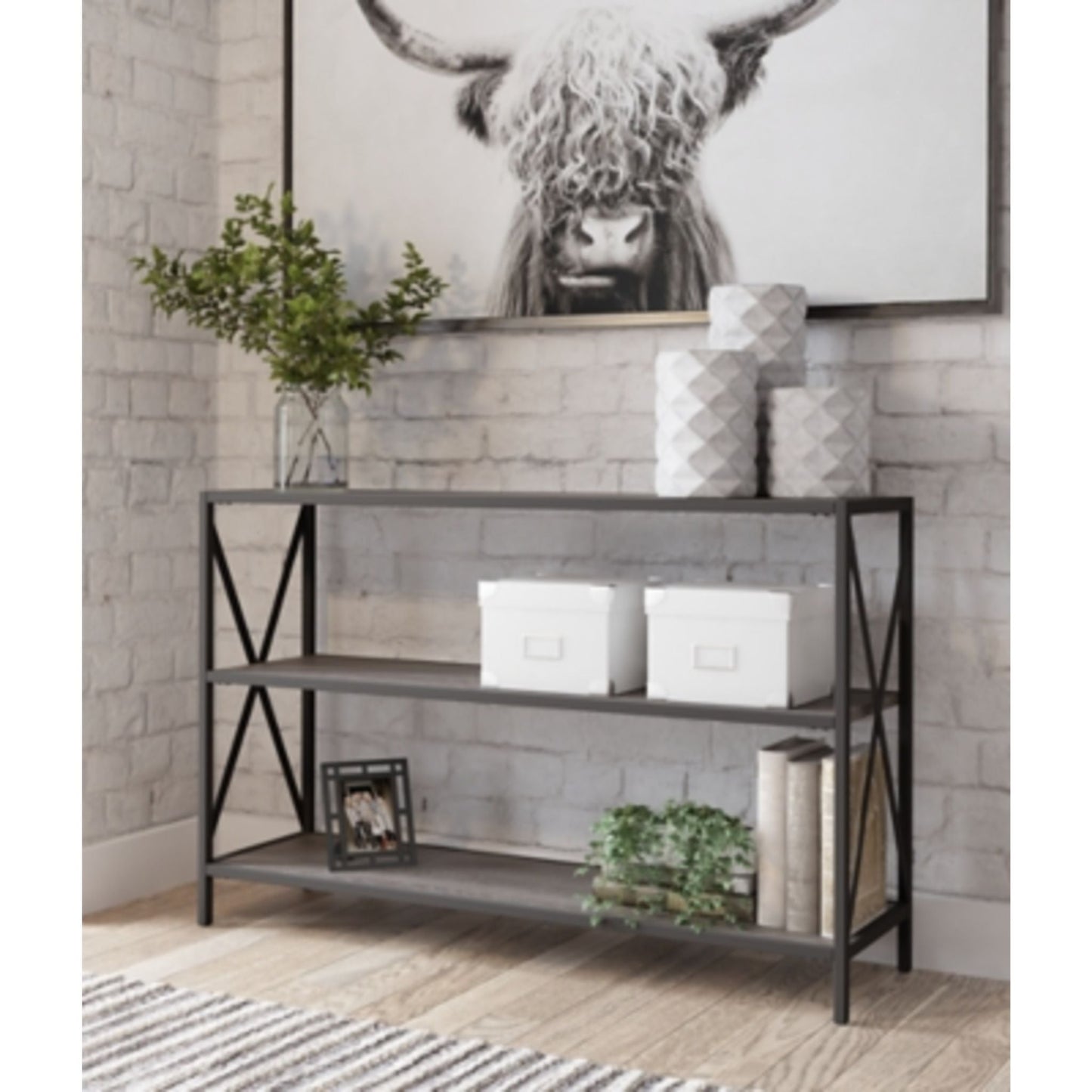 Freedan Bookcase - Grayish Brown