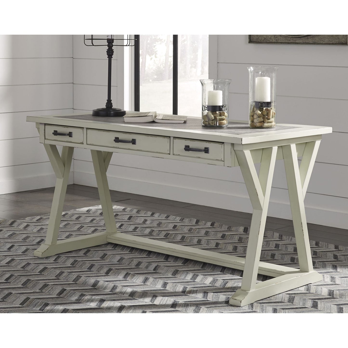 Jonileene Desk - White/Gray