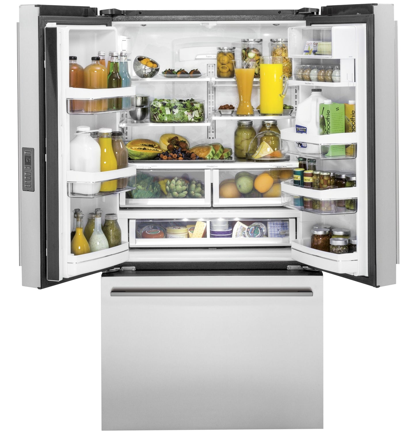 Monogram 36" Minimalist Free Standing French Door Stainless Steel Refrigerator -ZWE23ESNSS