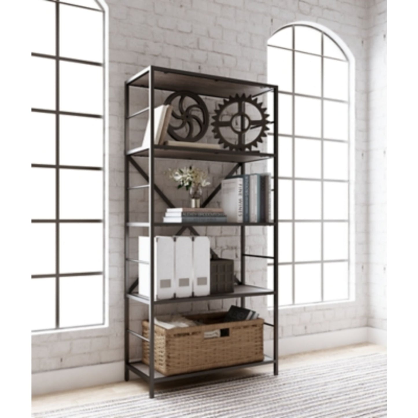 Freedan Bookcase - Grayish Brown