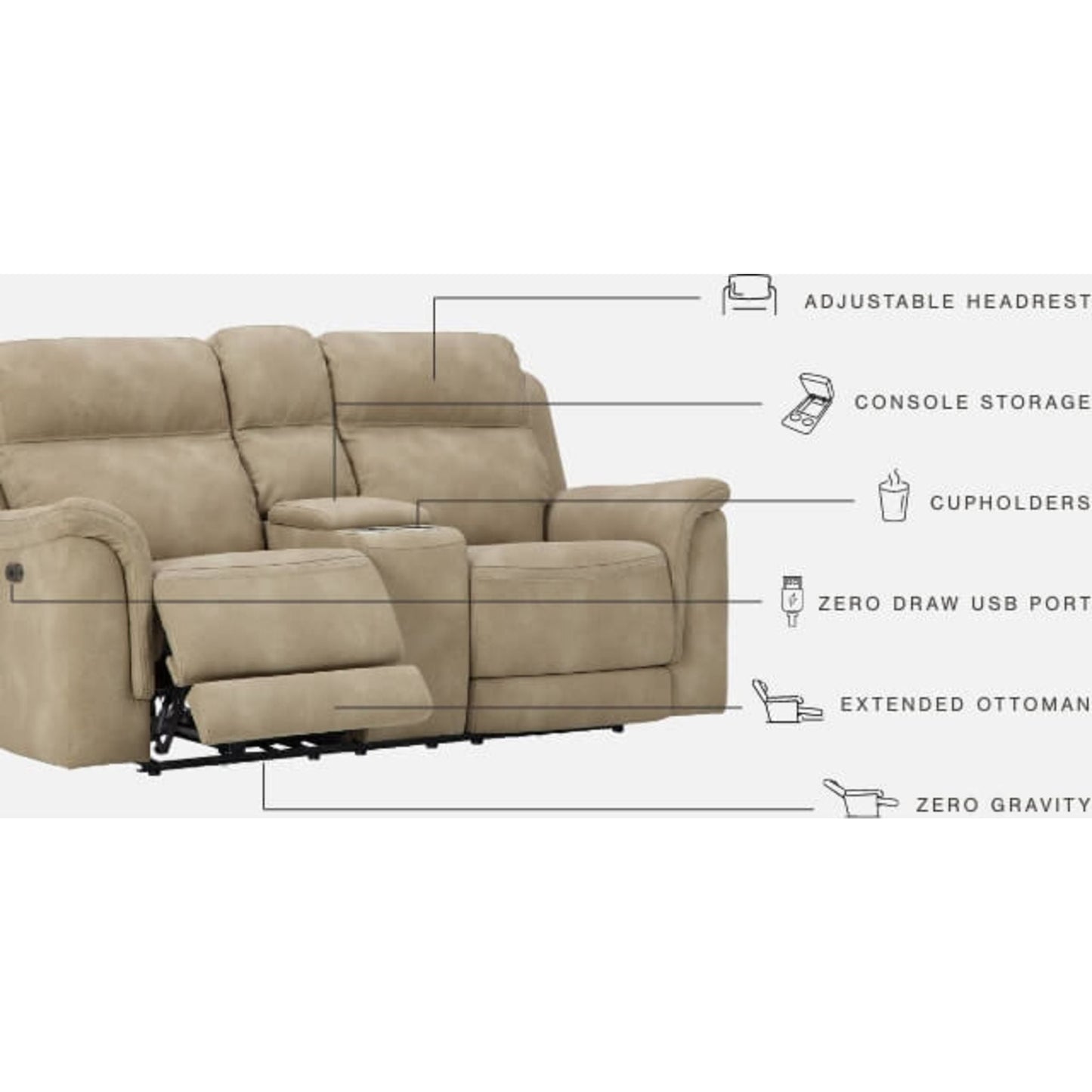 Next Power Reclining Loveseat - Sand