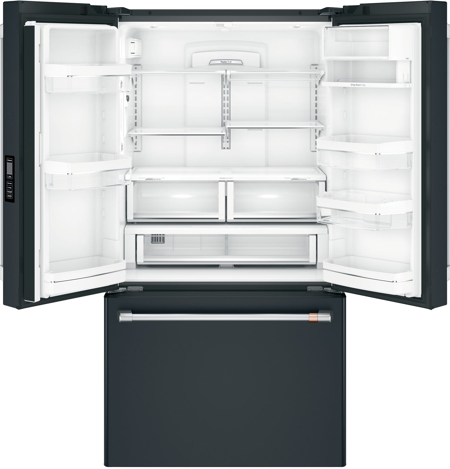 Café Energy Star® 23.1 Cu. Ft. Counter-Depth French-Door Refrigerator Matte Black - CWE23SP3MD1