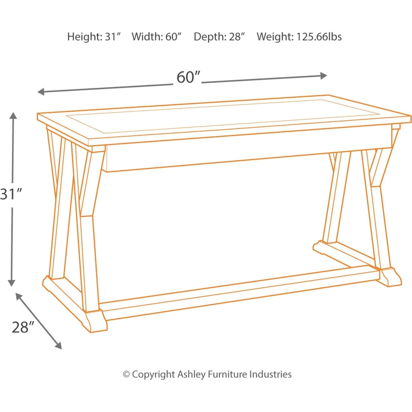 Jonileene Desk - White/Gray