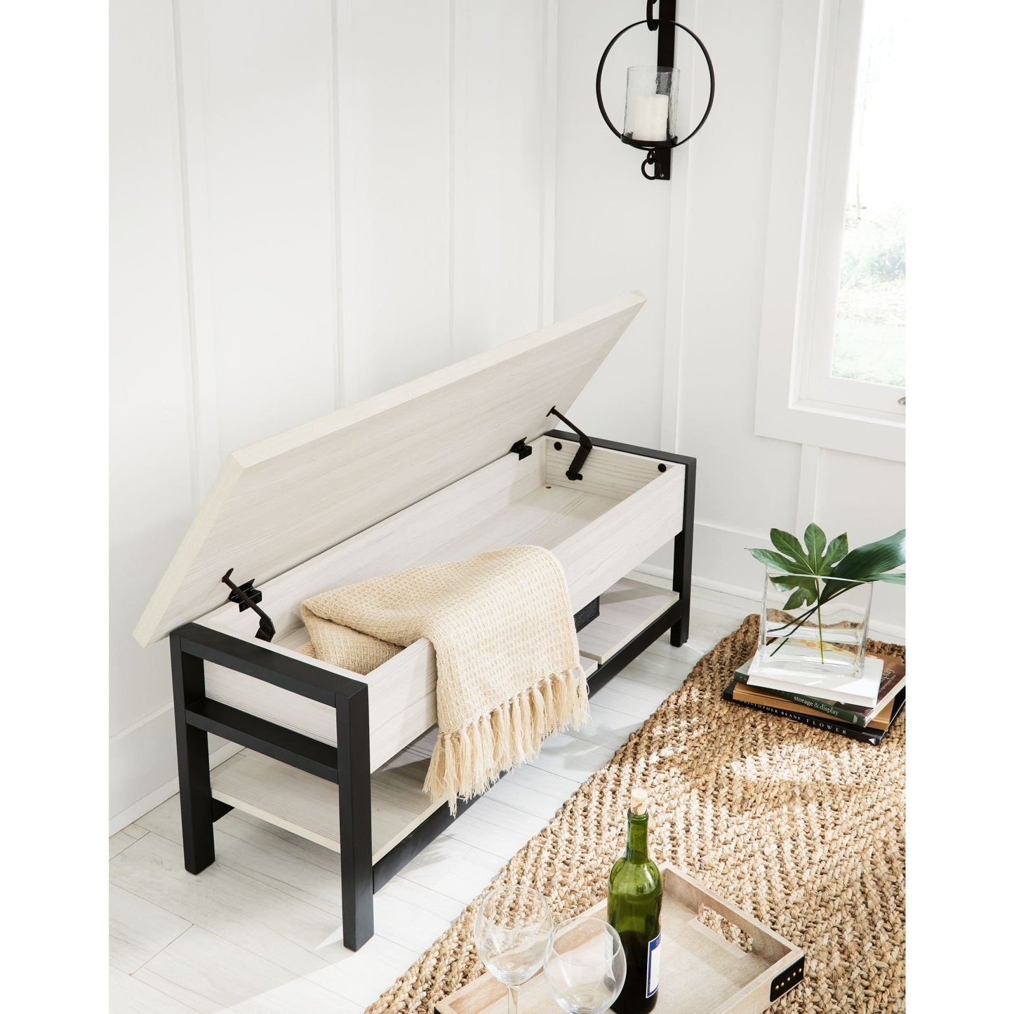 Rhyson Storage Bench - White