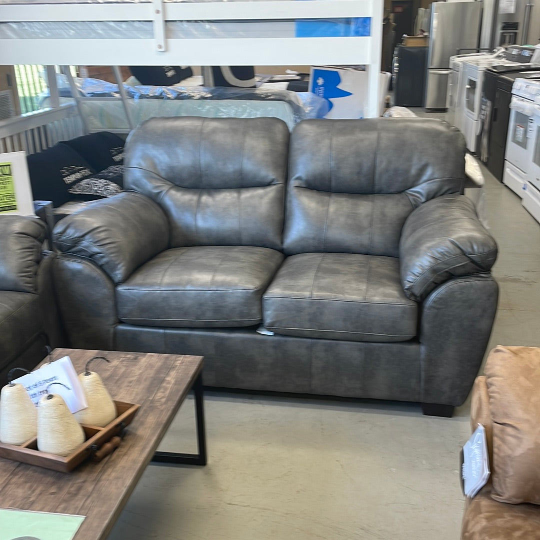 Leather sofa grey