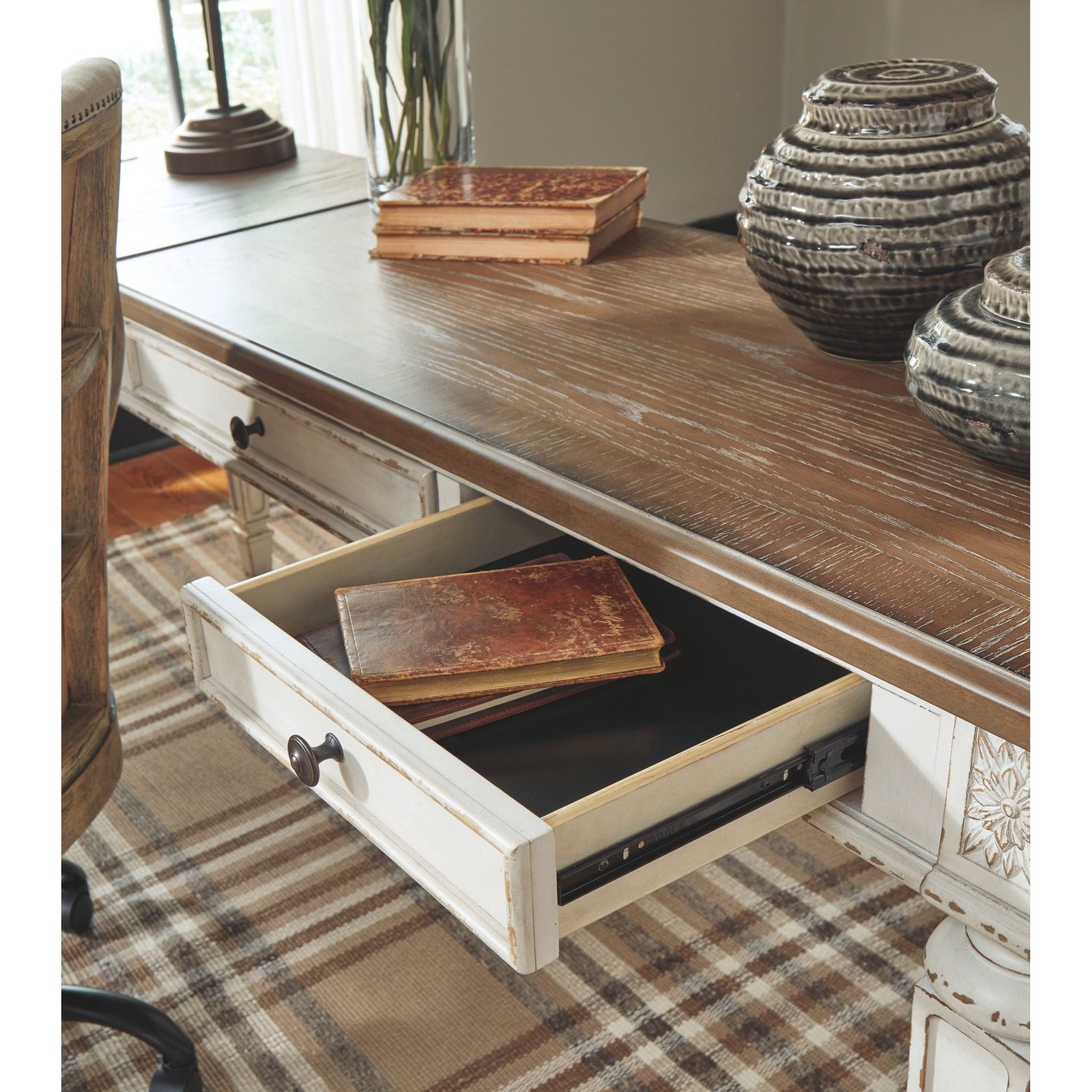 Realyn 2 Piece Home Office Package - White/Brown