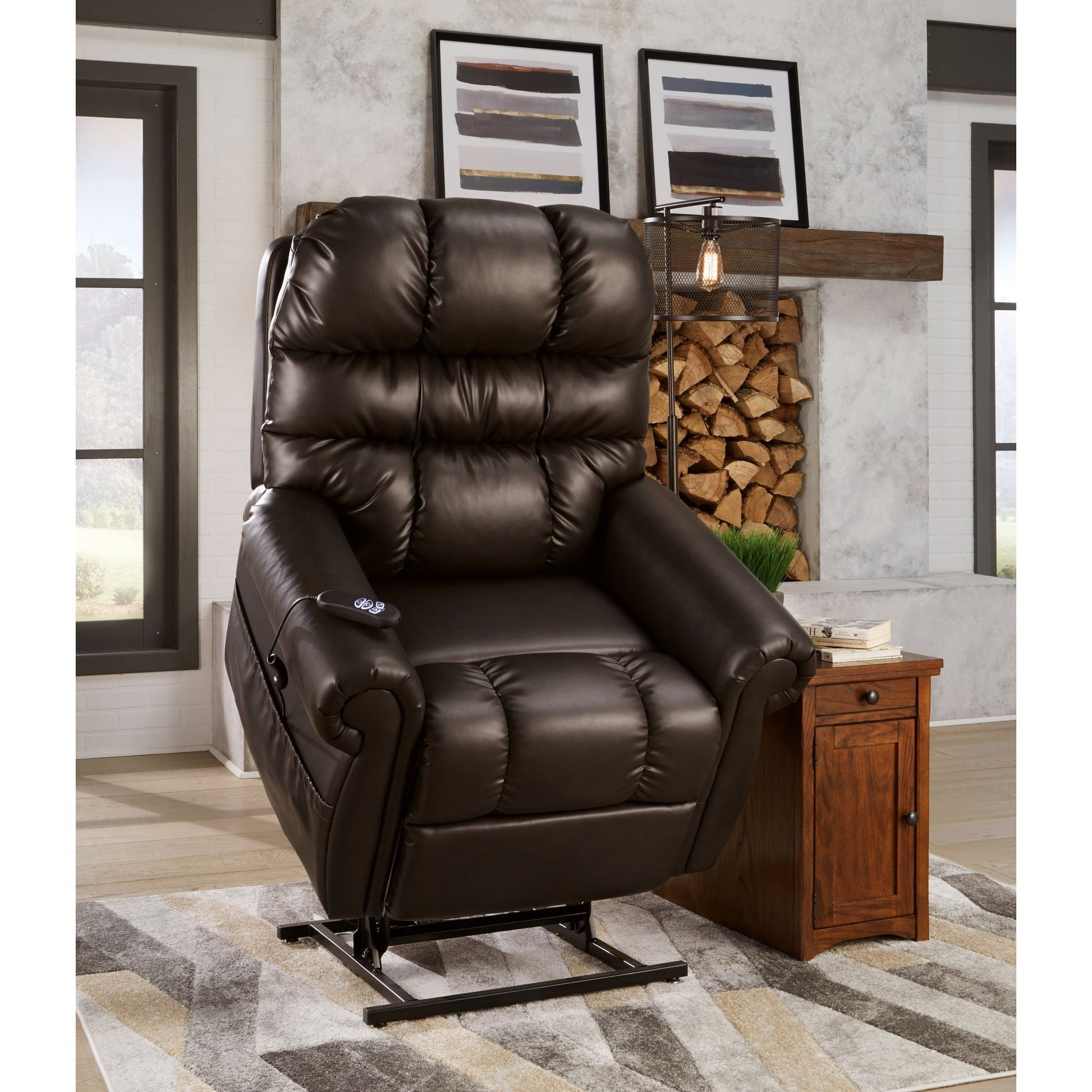 Mopton Power Lift Recliner - Chocolate