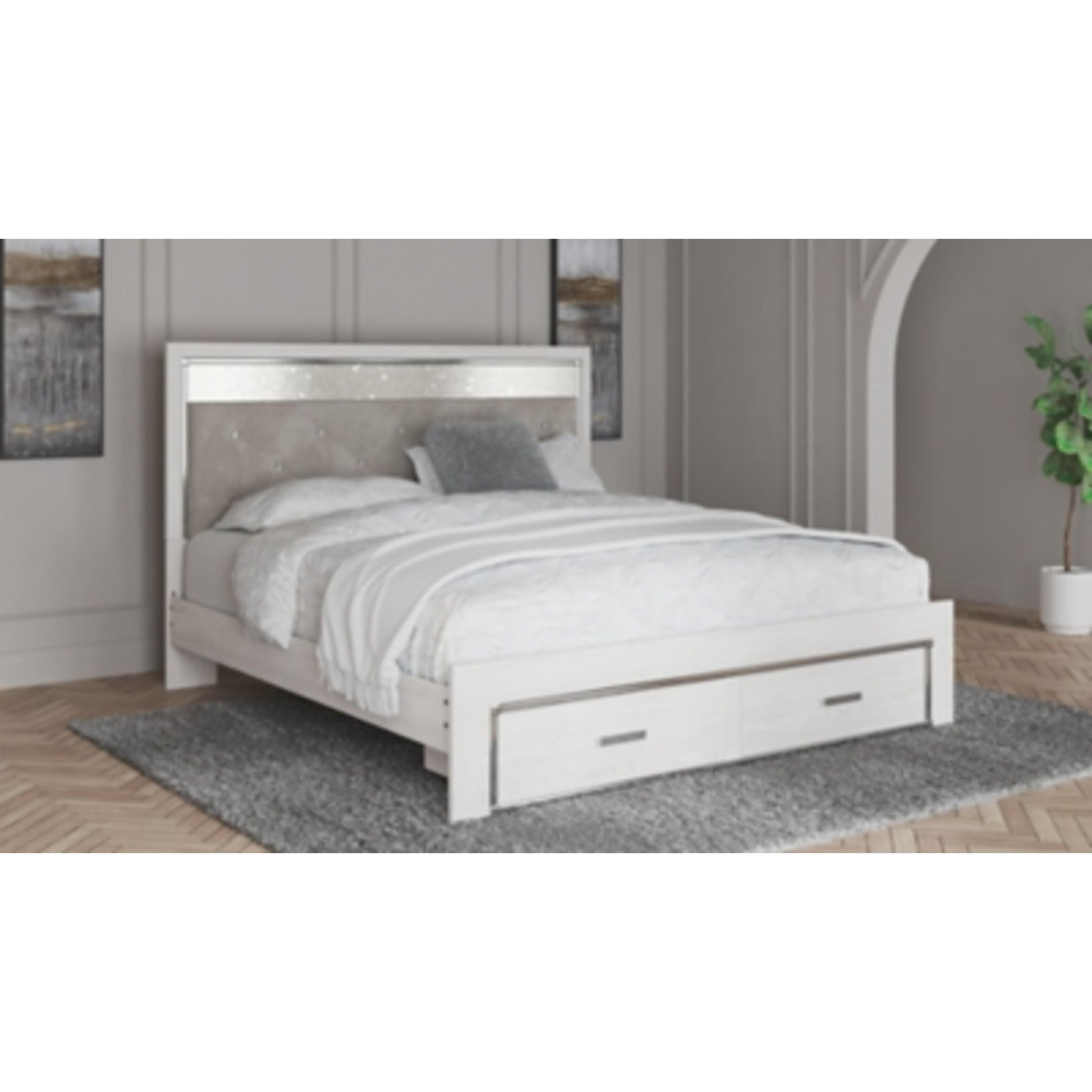 Altyra 3 Piece King Platform Bed - White