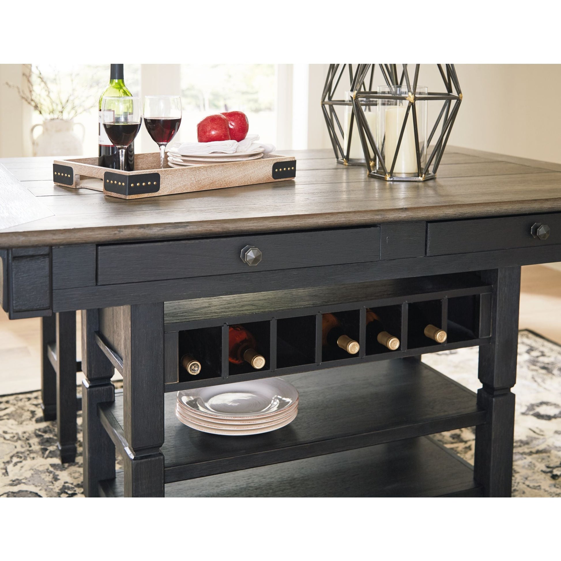 Tyler Creek Counter Table - Black/Grey - (D736-32)