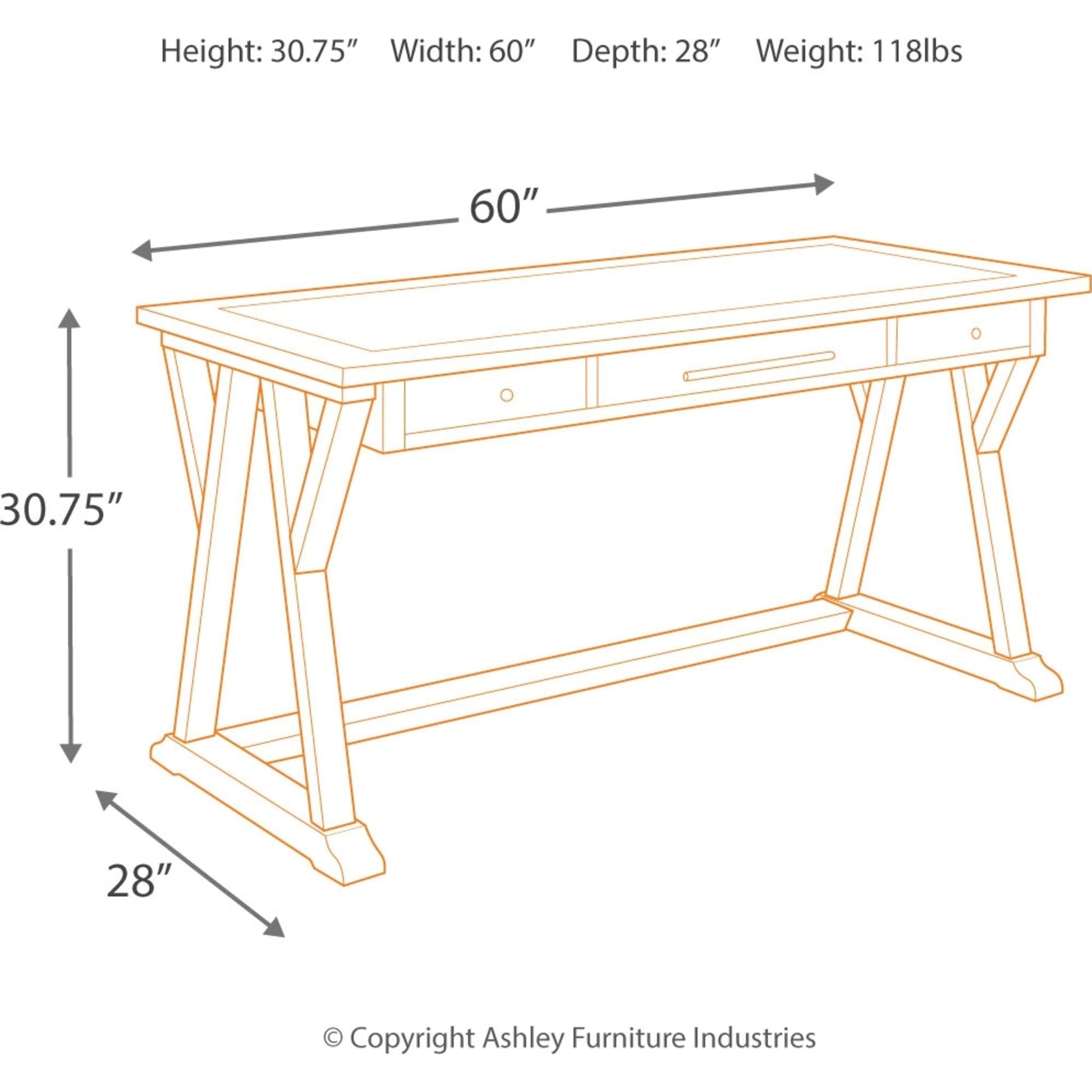 Luxenford Desk - Grayish Brown