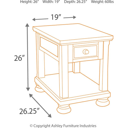 Porter End Table - Rustic Brown