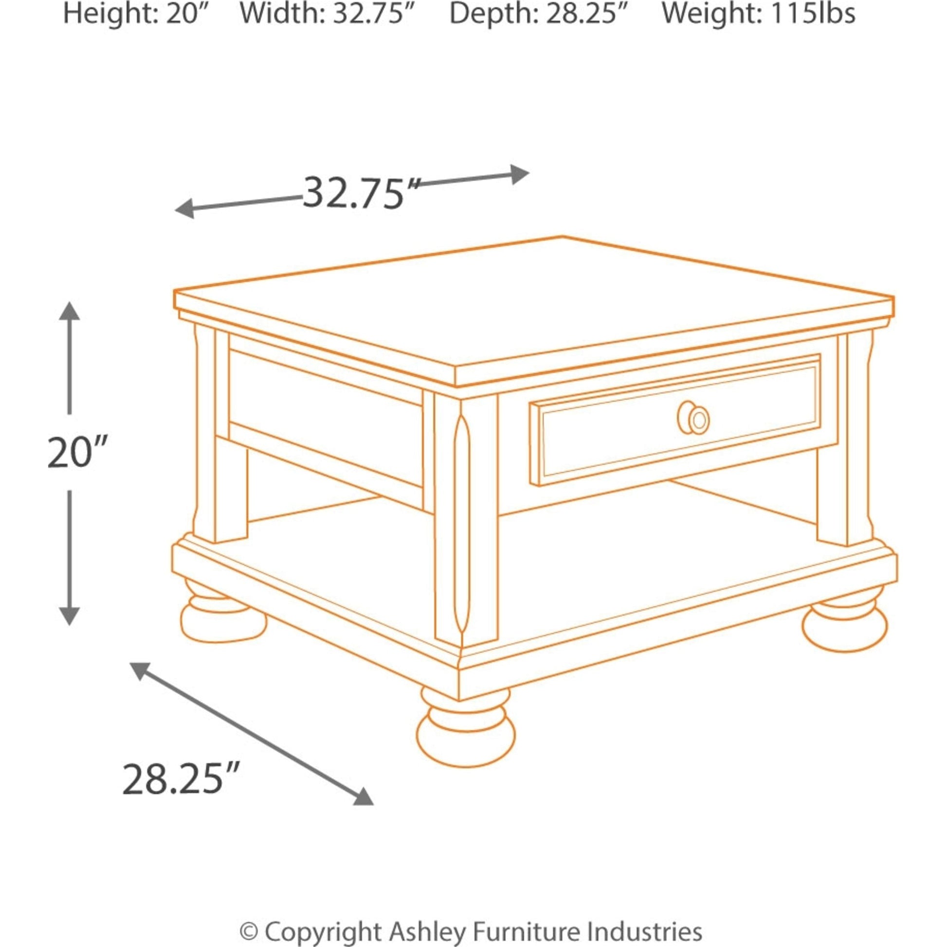 Porter Coffee Table - Rustic Brown