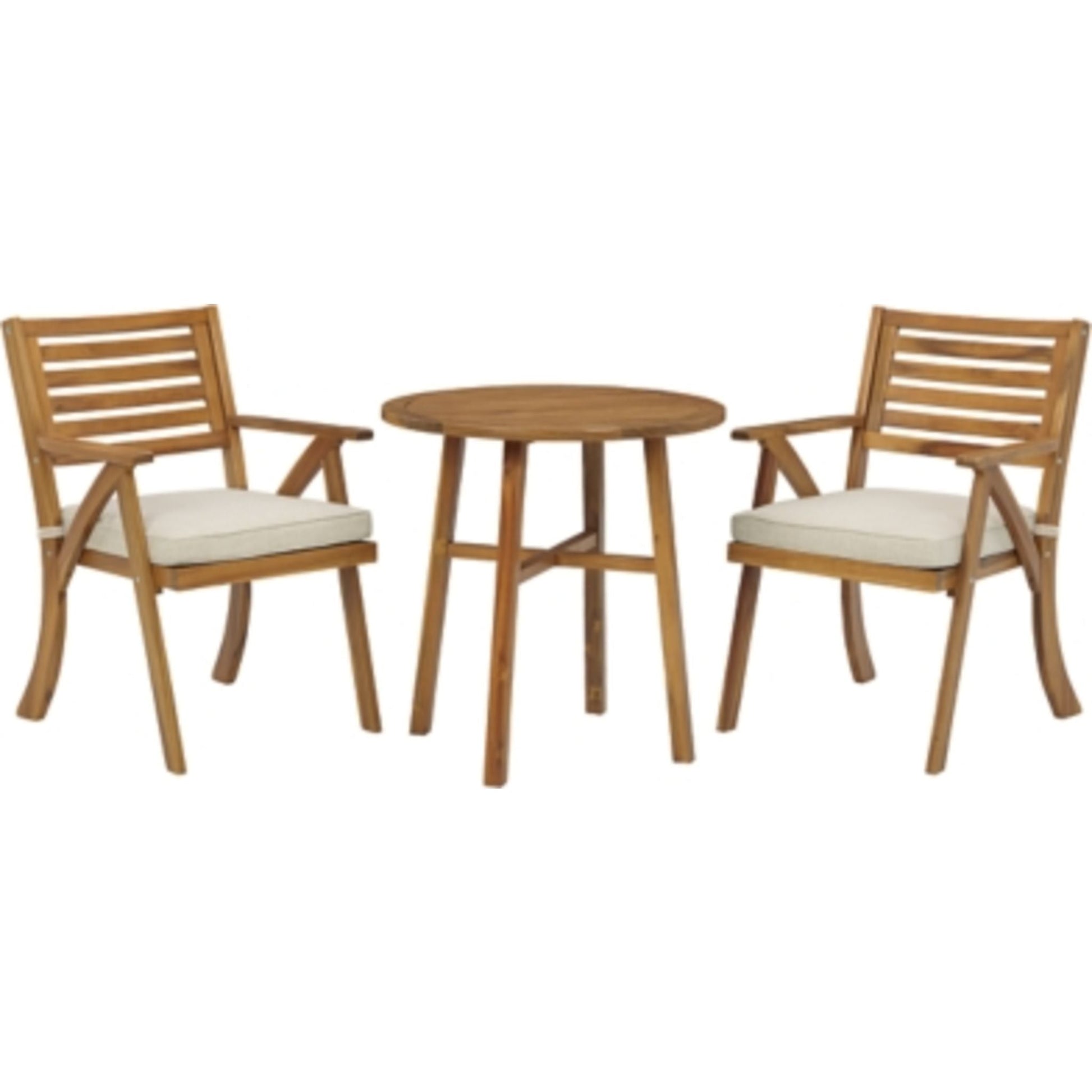 Outdoor Vallerie Table and Pair of Chairs Brown