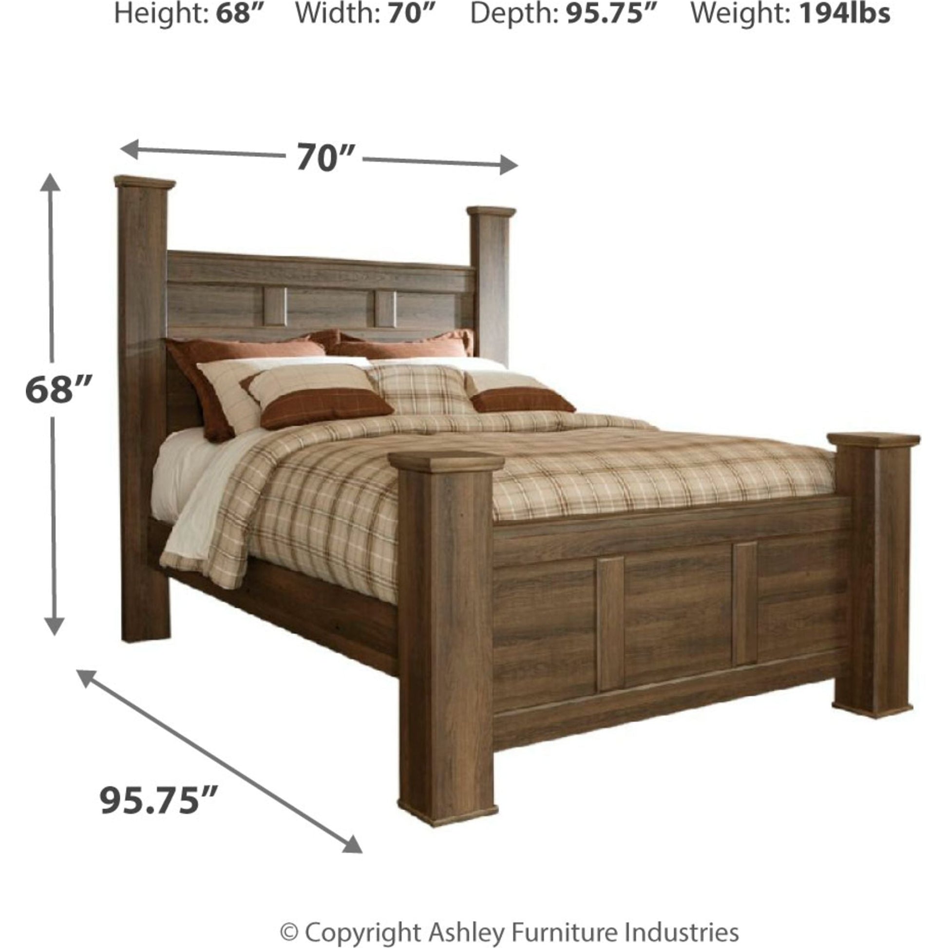 Juararo 6 Piece Queen Poster Bedroom - Dark Brown