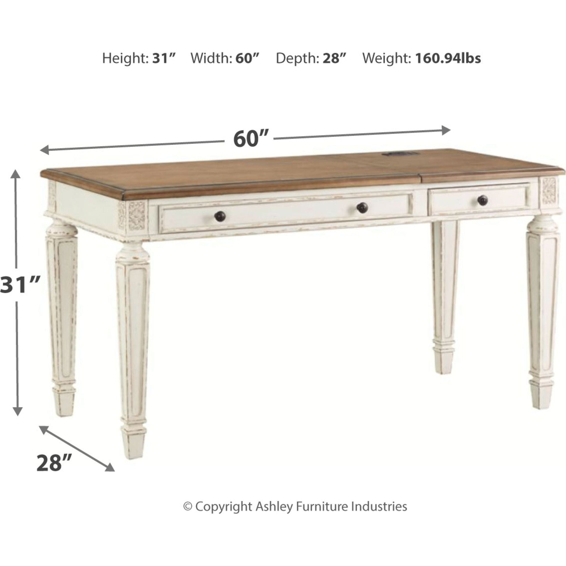 Realyn 2 Piece Home Office Package - White/Brown