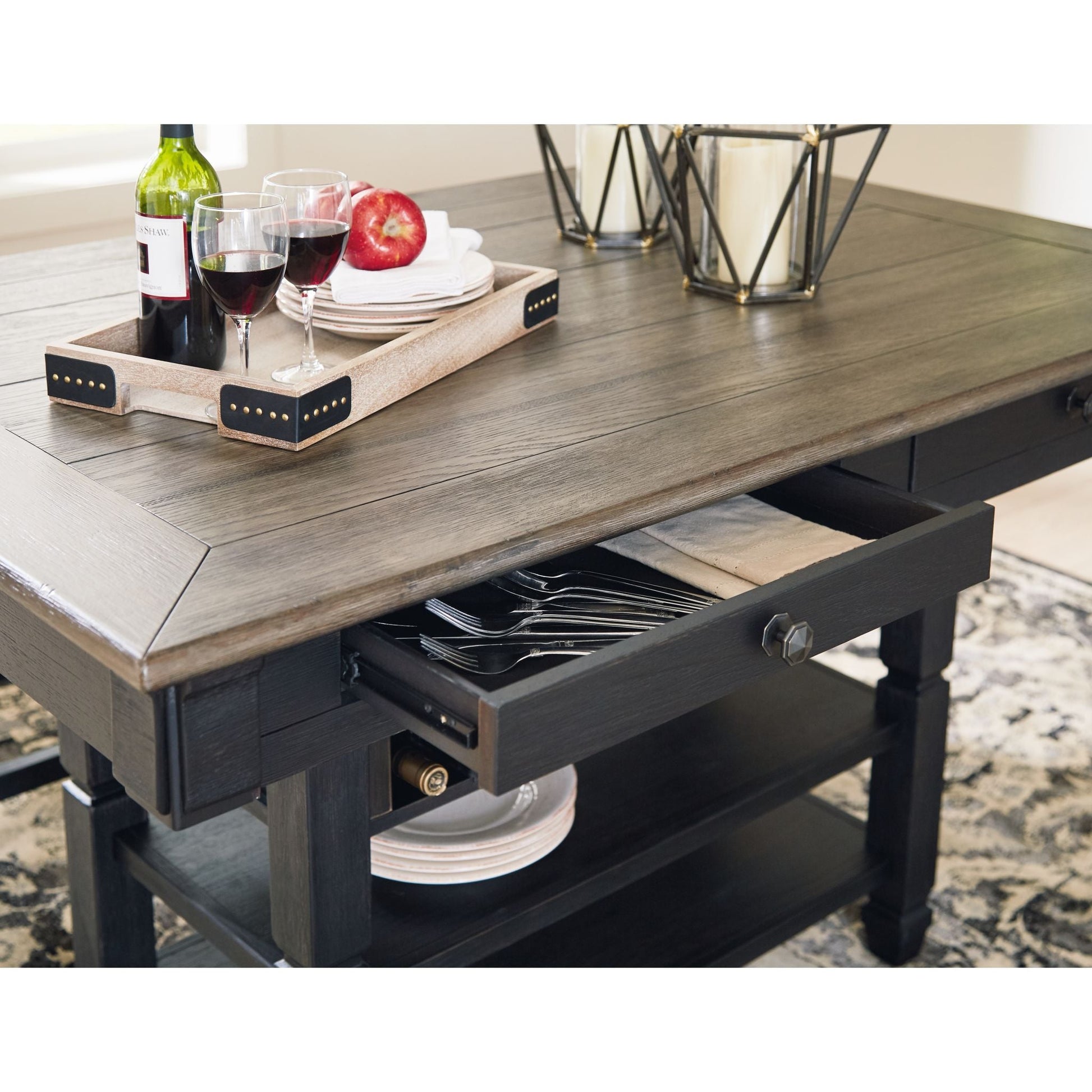 Tyler Creek Counter Table - Black/Grey - (D736-32)