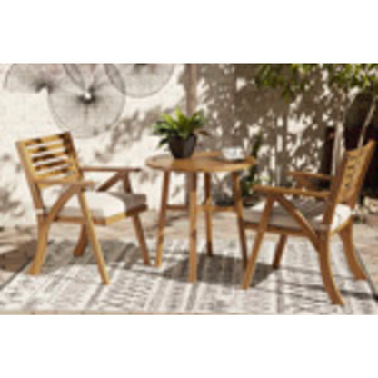 Outdoor Vallerie Table and Pair of Chairs Brown
