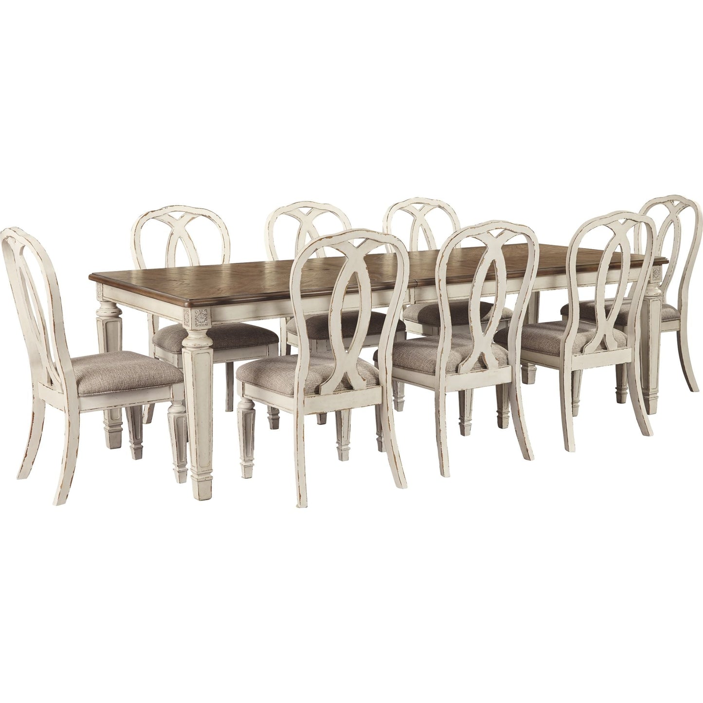 Realyn 9 Piece Dining Room - Chipped White - (PKG002230)