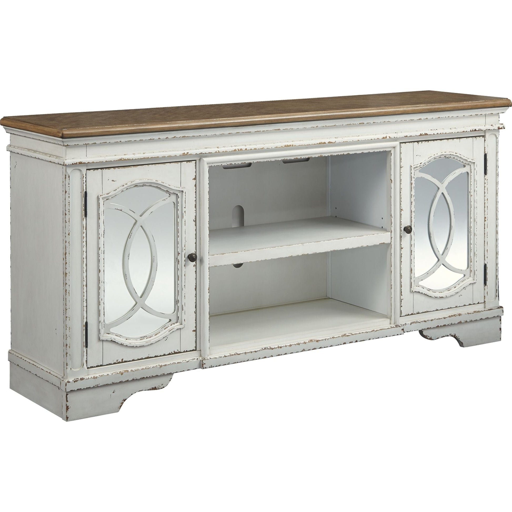 Realyn Large TV Stand - Chipped White