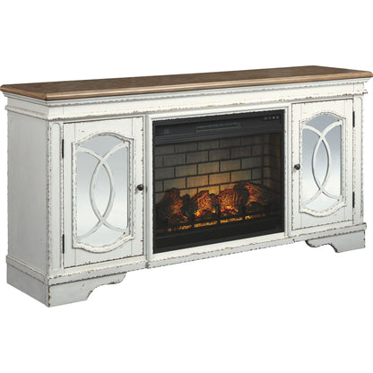 Realyn TV Stand with Fireplace - Chipped White