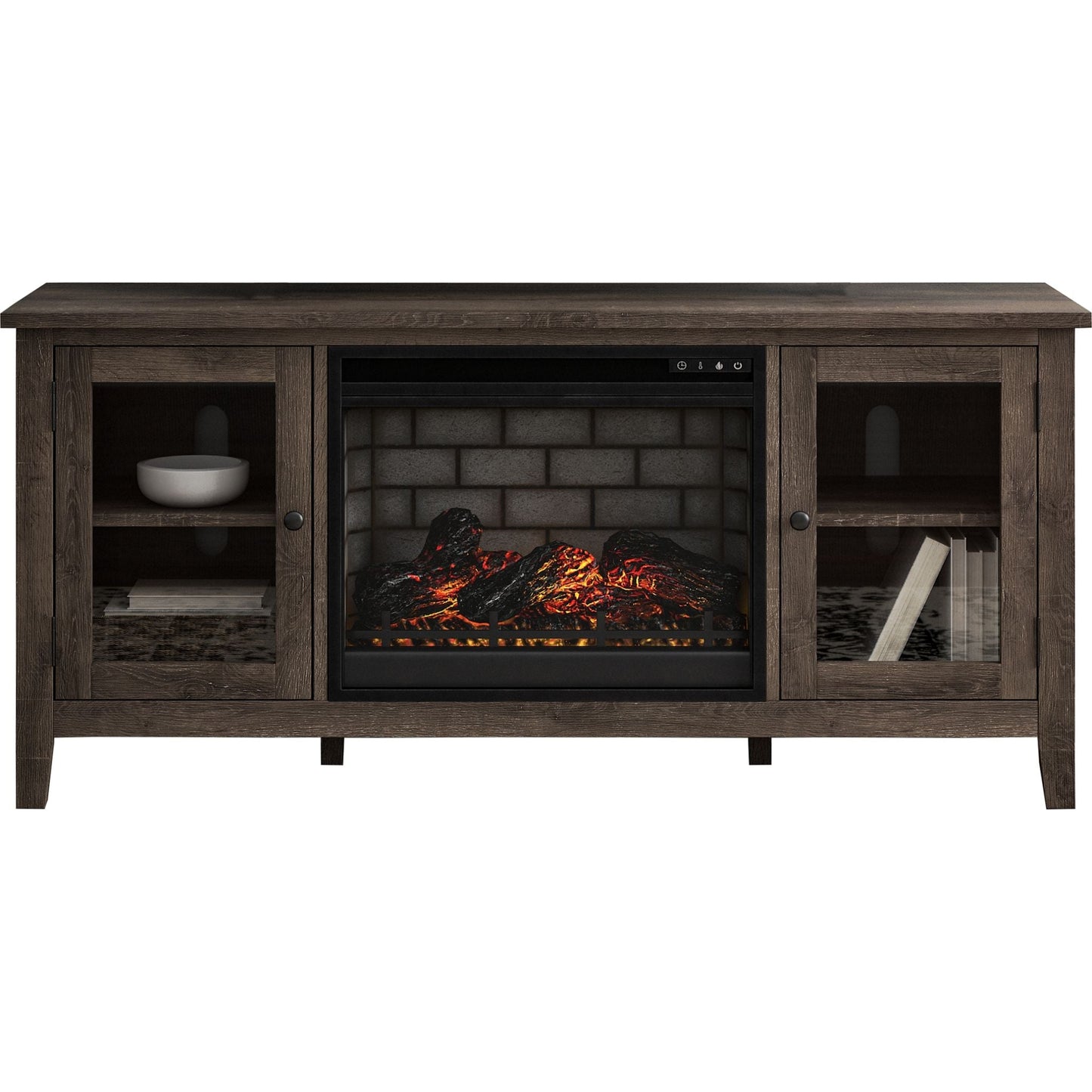 Auburn Ridge Credenza With Fireplace - Gray