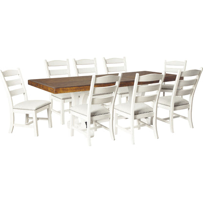 Valebeck 9 Piece Dining Room - White/Brown - (PKG002021)