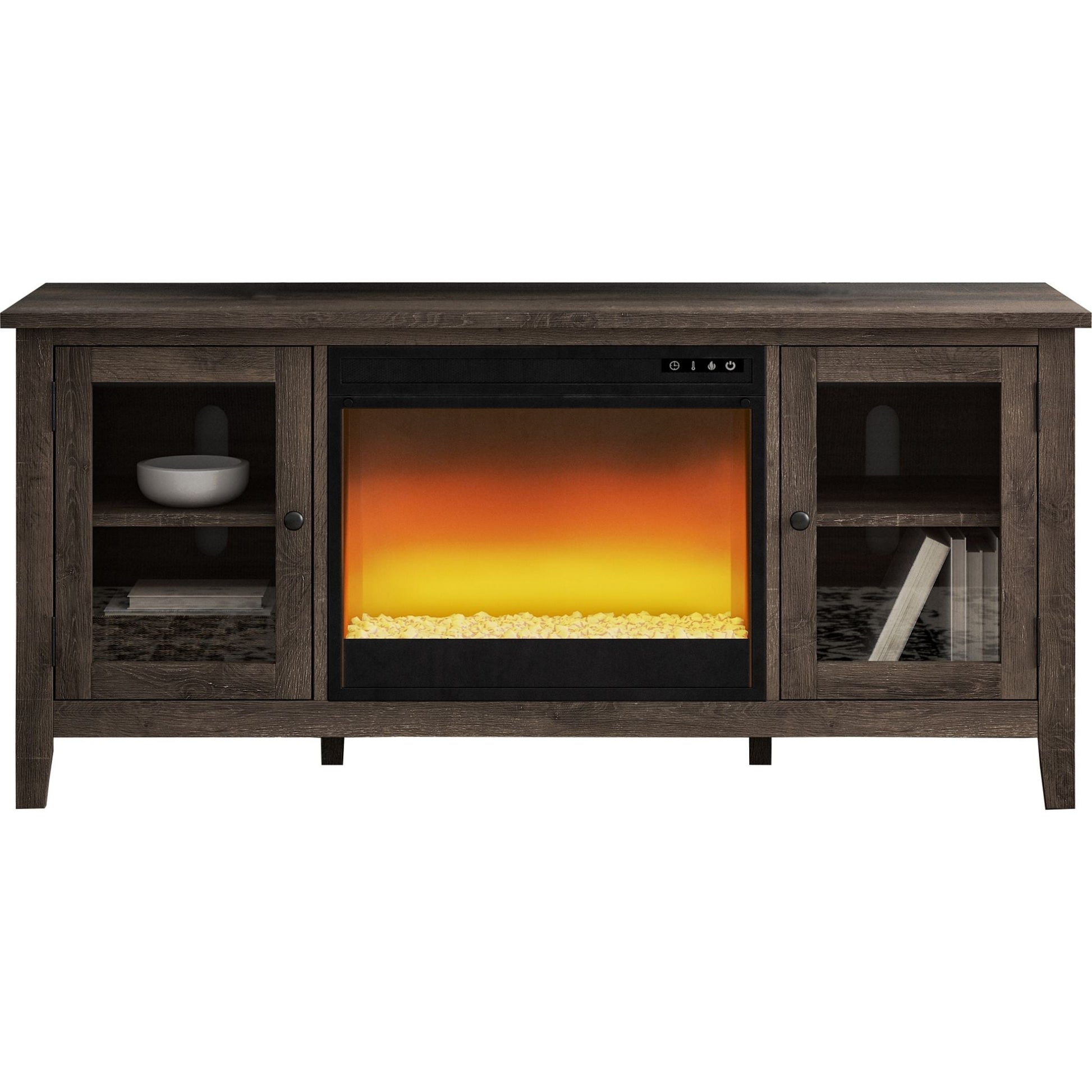 Auburn Ridge Credenza With Fireplace - Gray