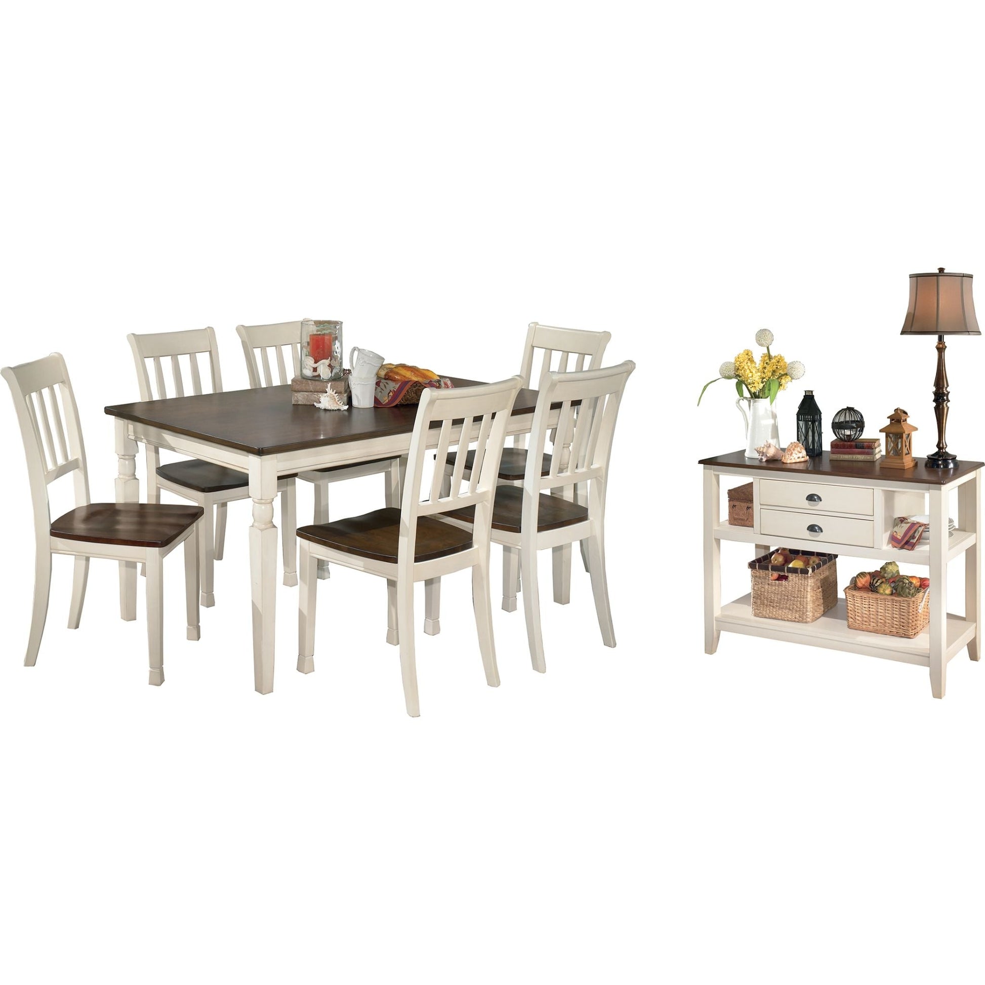Whitesburg 8 Piece Casual Dining - Brown/Cottage White - (PKG002056)