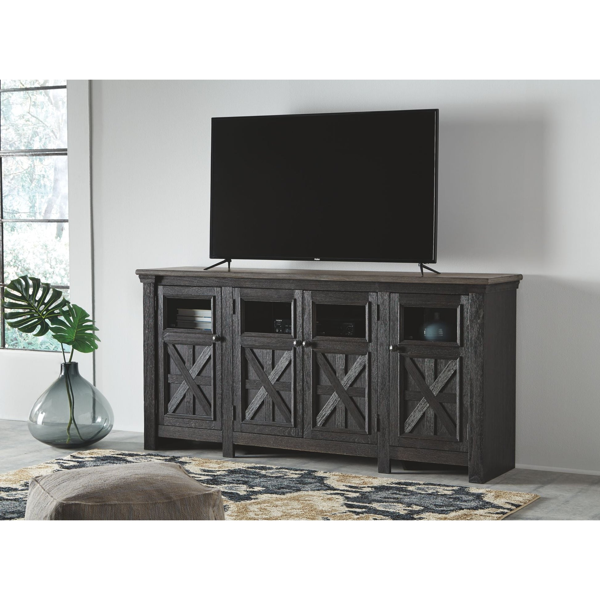 Tyler Creek Extra Large TV Stand - Black/Gray