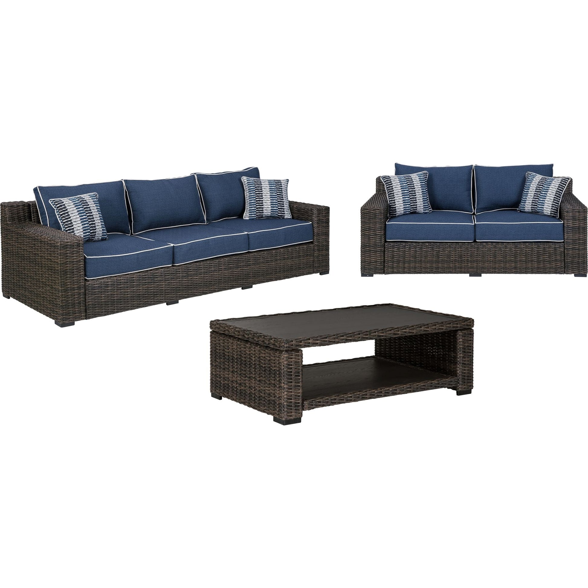Outdoor Grasson Lane 3 Piece Package Brown/Blue
