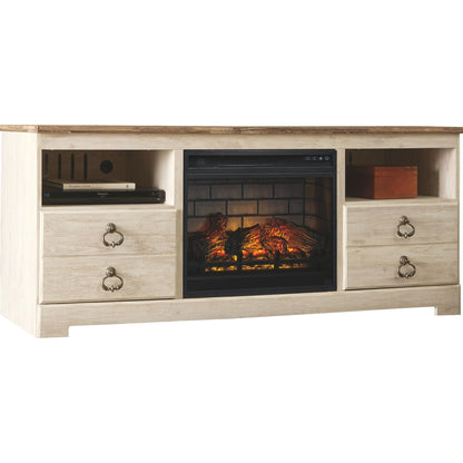 Willowton (READY TO ASSEMBLE) TV Stand with Fireplace - Whitewash