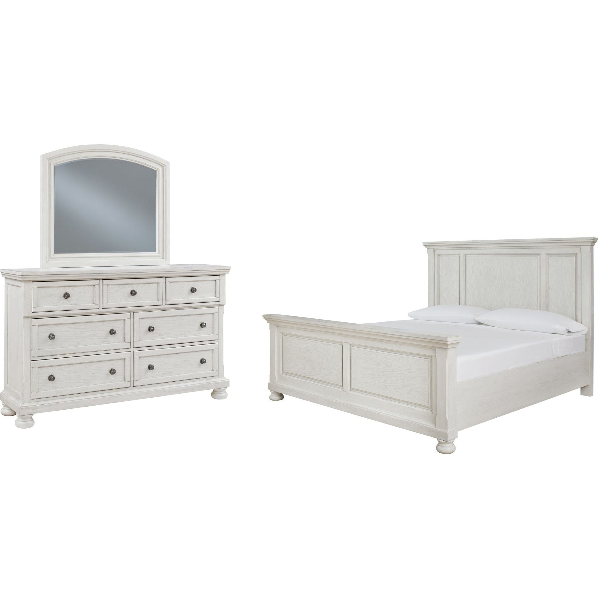 Robbinsdale 5 Piece King Panel Bedroom - Antique White