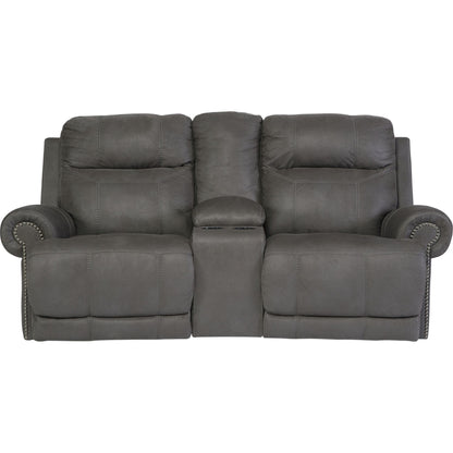 Austere Reclining Loveseat with Console - Grey