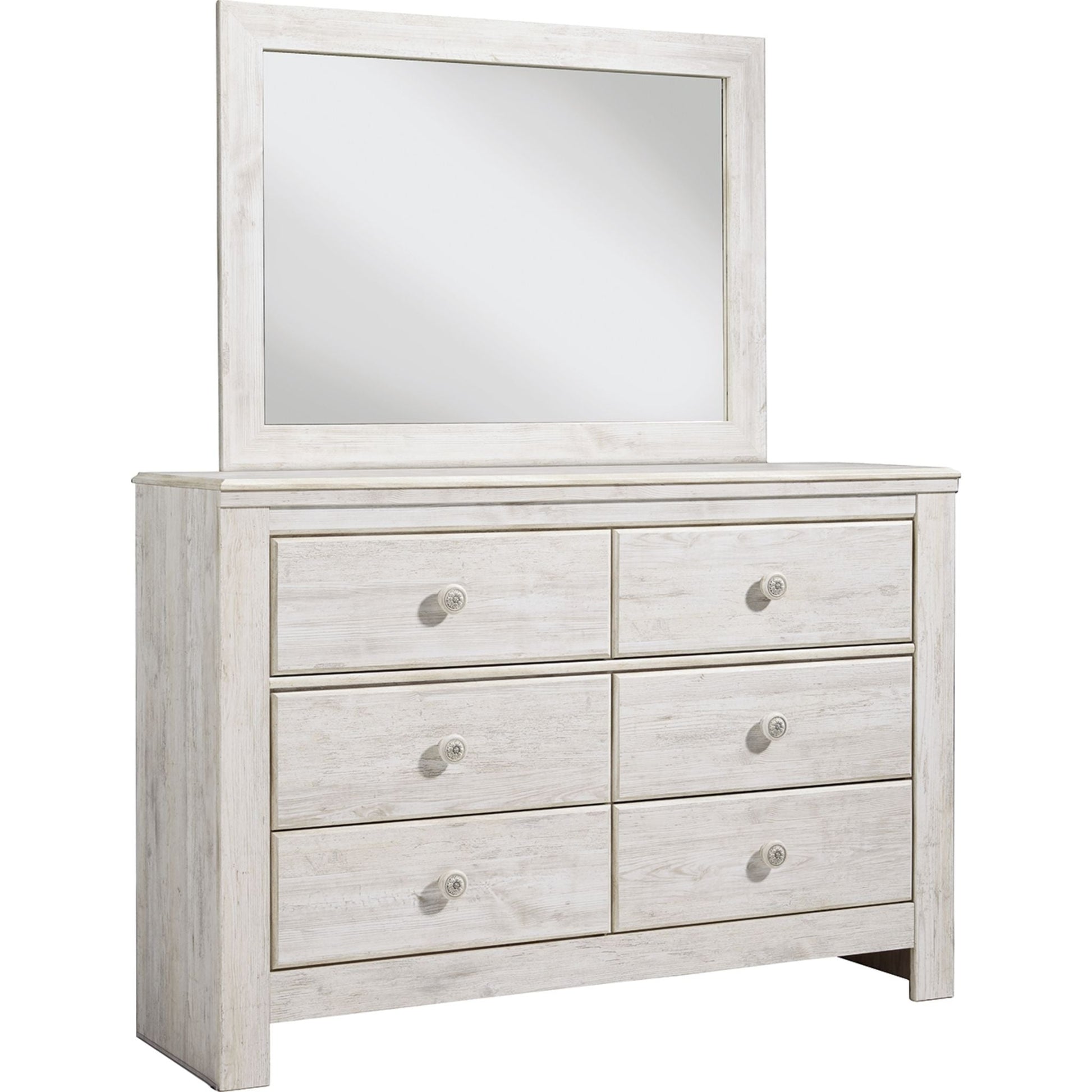 Jareth 2 Piece Dresser & Mirror - Whitewash