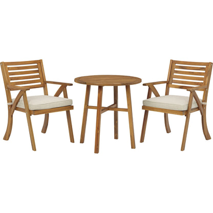 Outdoor Vallerie Table and Pair of Chairs Brown