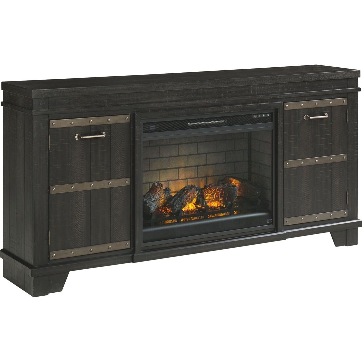 Noorbrook TV Stand with Fireplace - Black