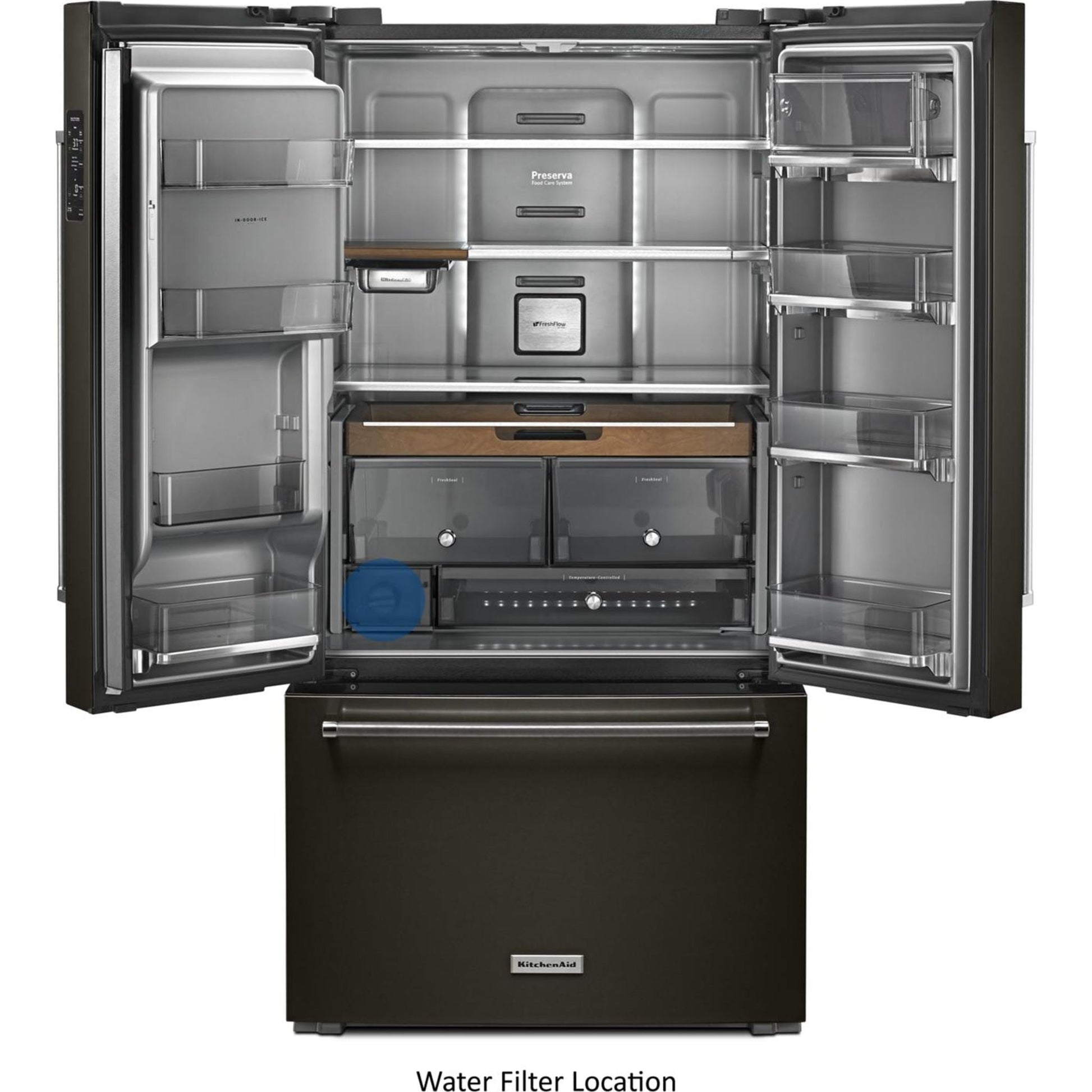 KitchenAid French Door Fridge (KRFC704FBS) - Black Stainless