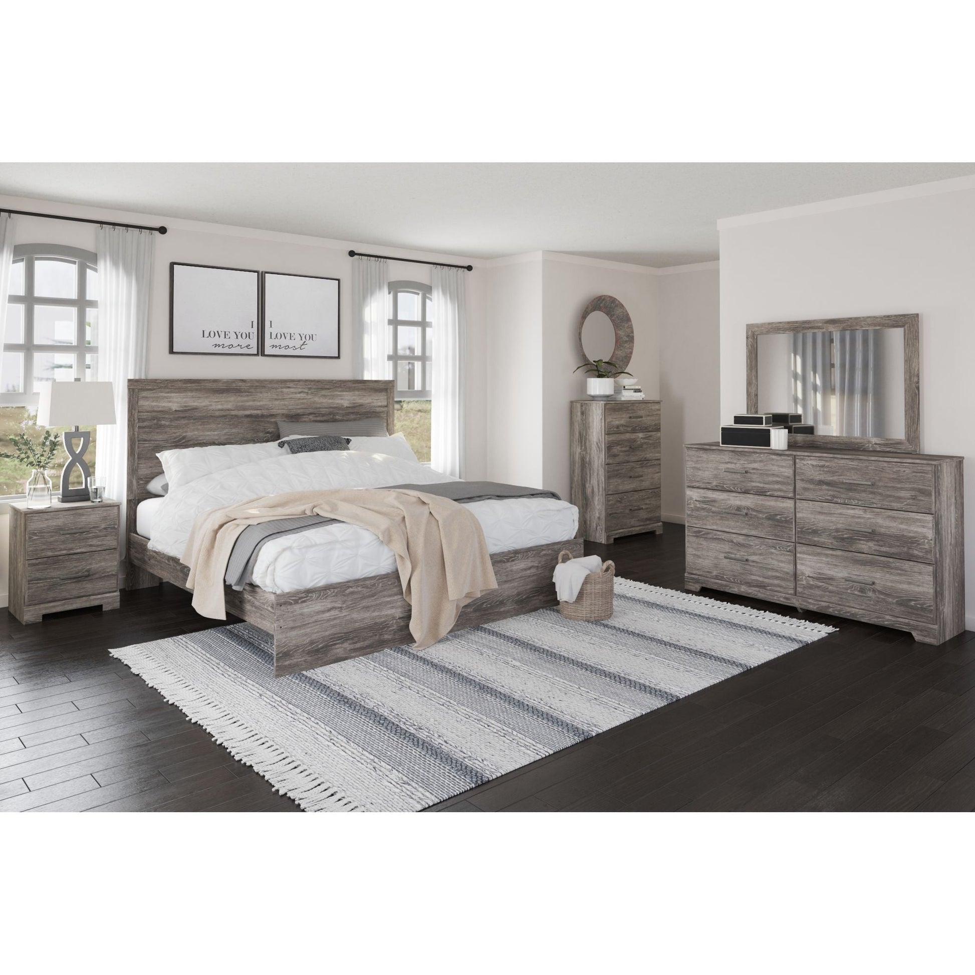 Ralinksi 3 Piece King Panel Bed - Gray