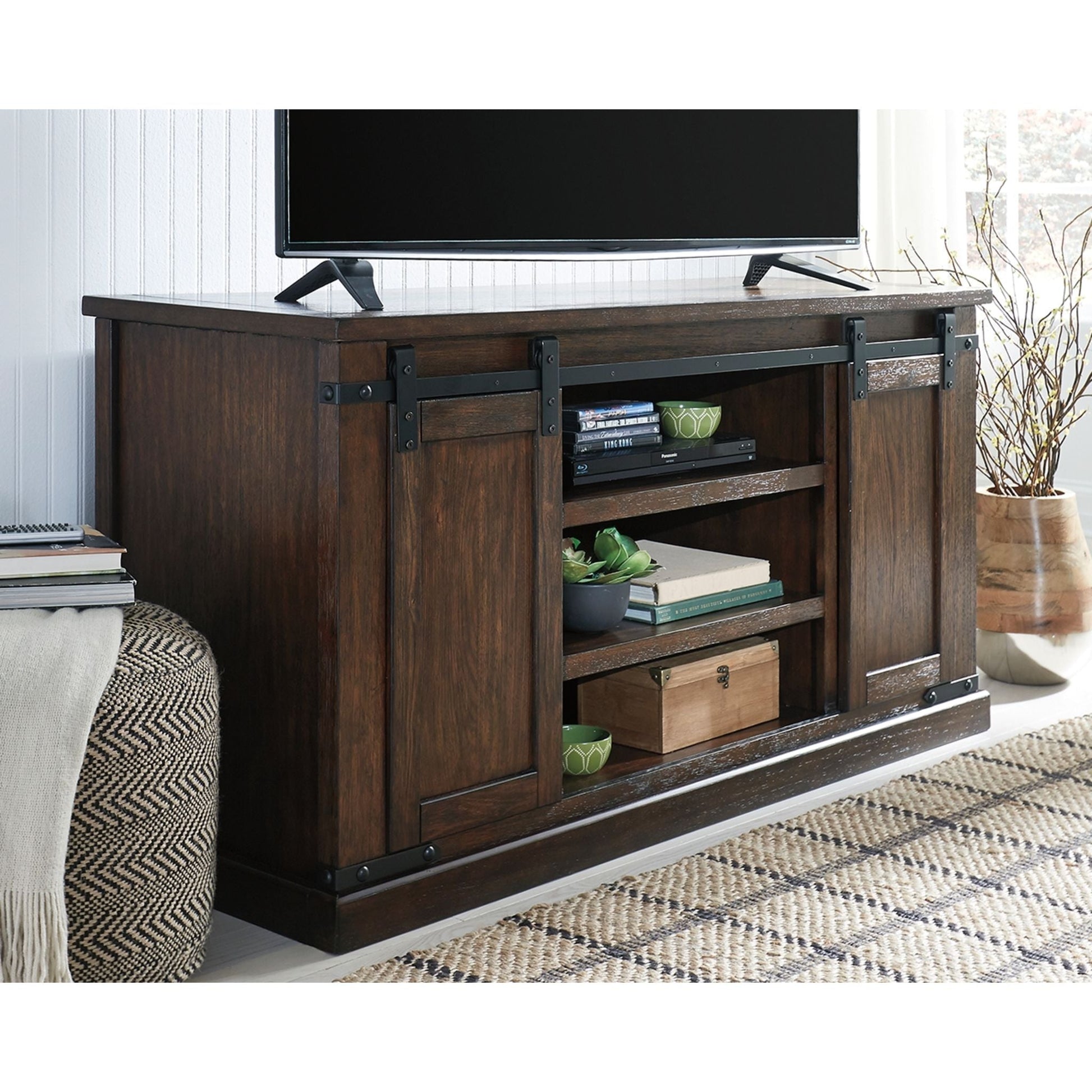 Budmore Large TV Stand - Rustic Brown