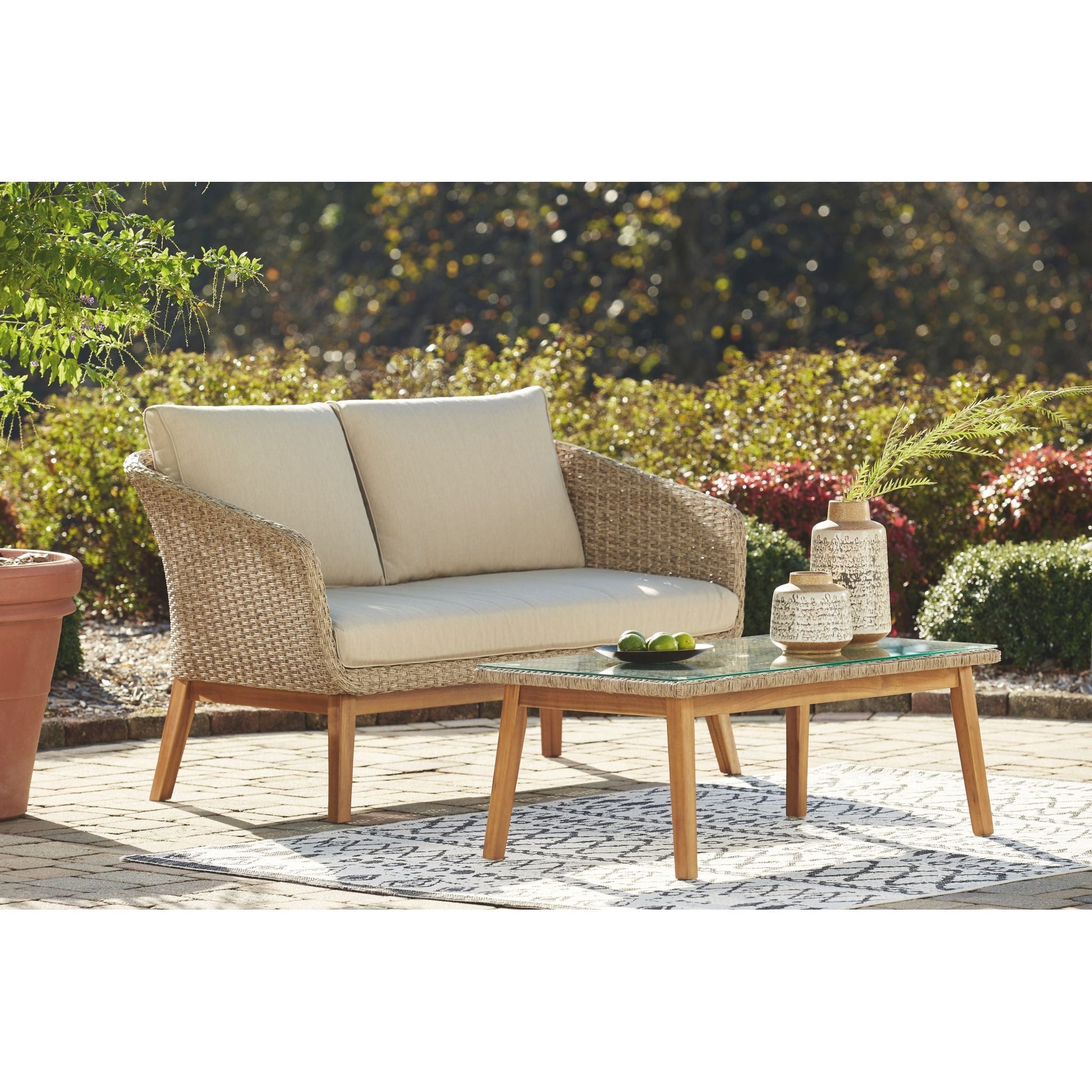 Outdoor Crystal Cave Loveseat Beige