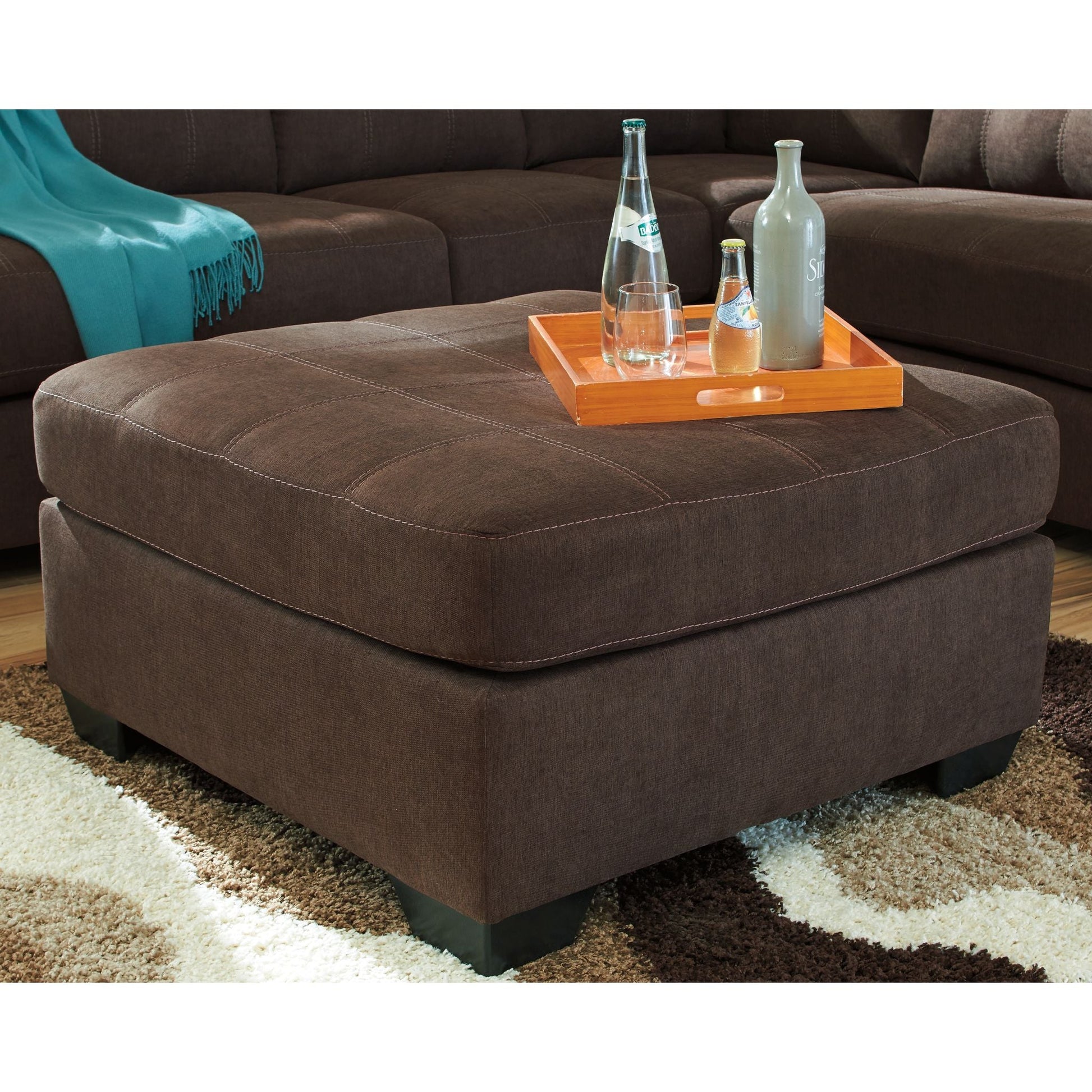Jennifer Oversized Accent Ottoman - Walnut