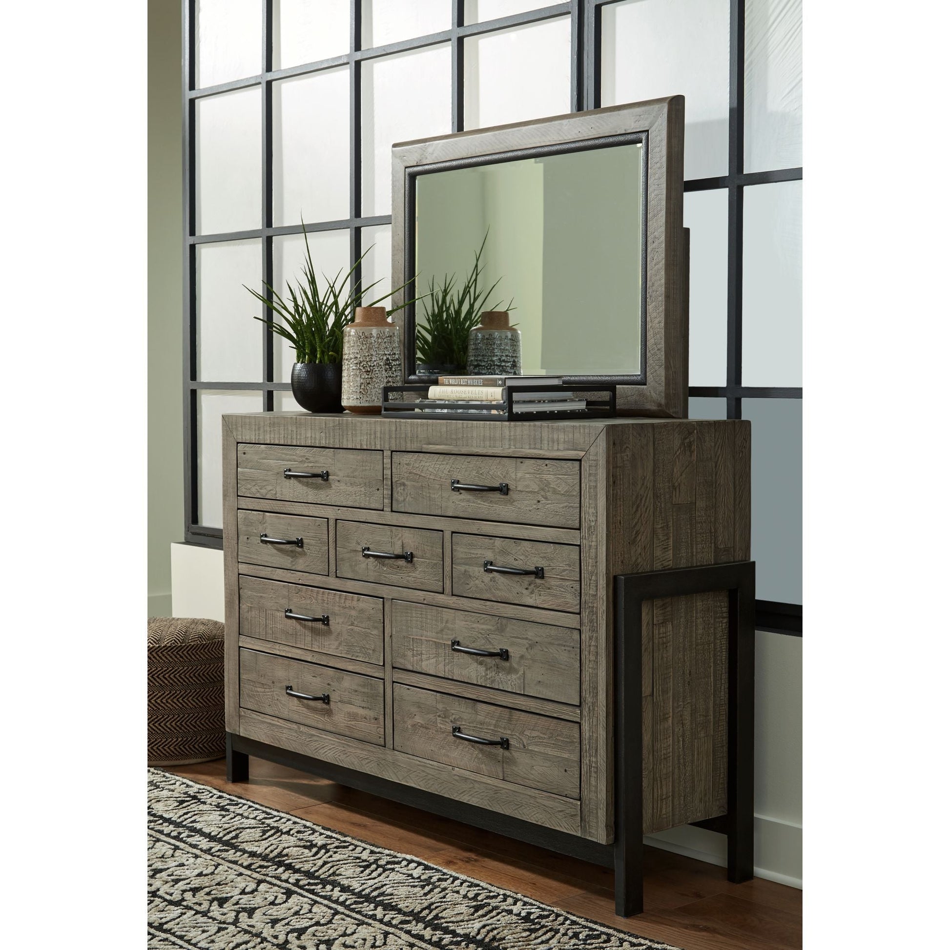 Brennagan Dresser and Mirror - Gray