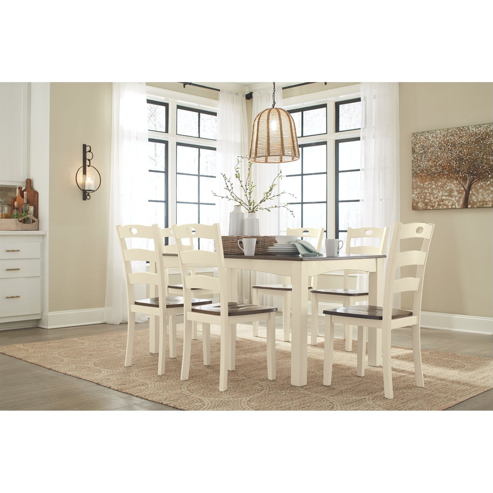 Woodanville 7 Piece Casual Dining - White - (D335-425)