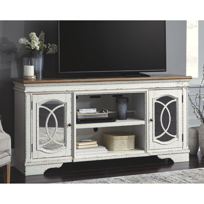 Realyn Large TV Stand - Chipped White