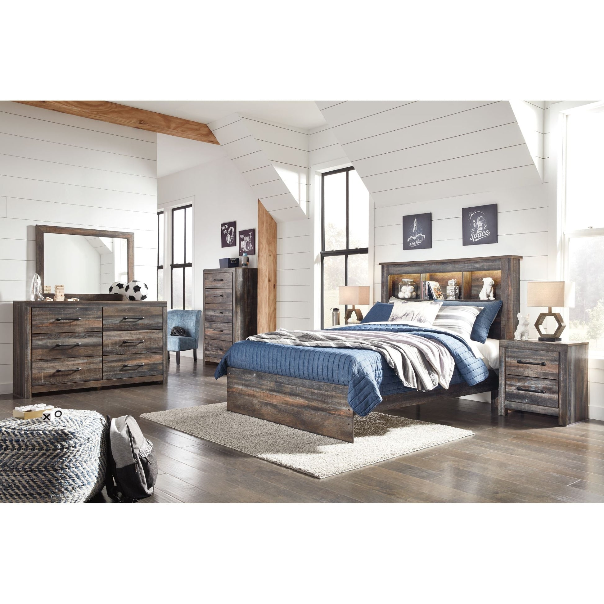 Drystan 5 Piece Full Bedroom - Multi