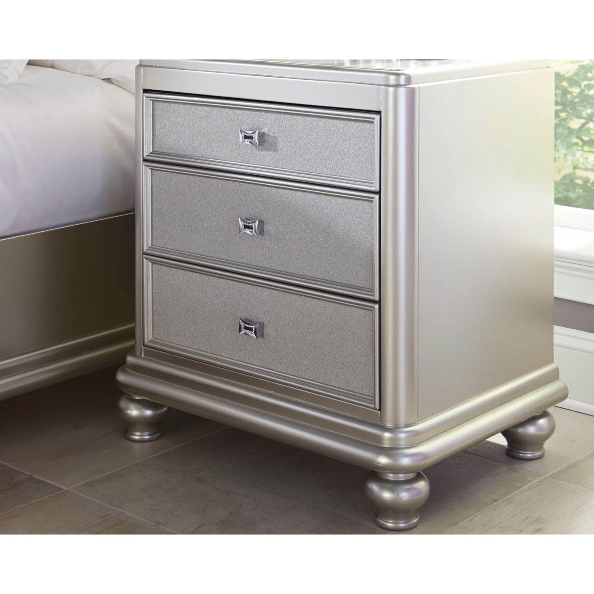 Coralayne Nightstand - Silver