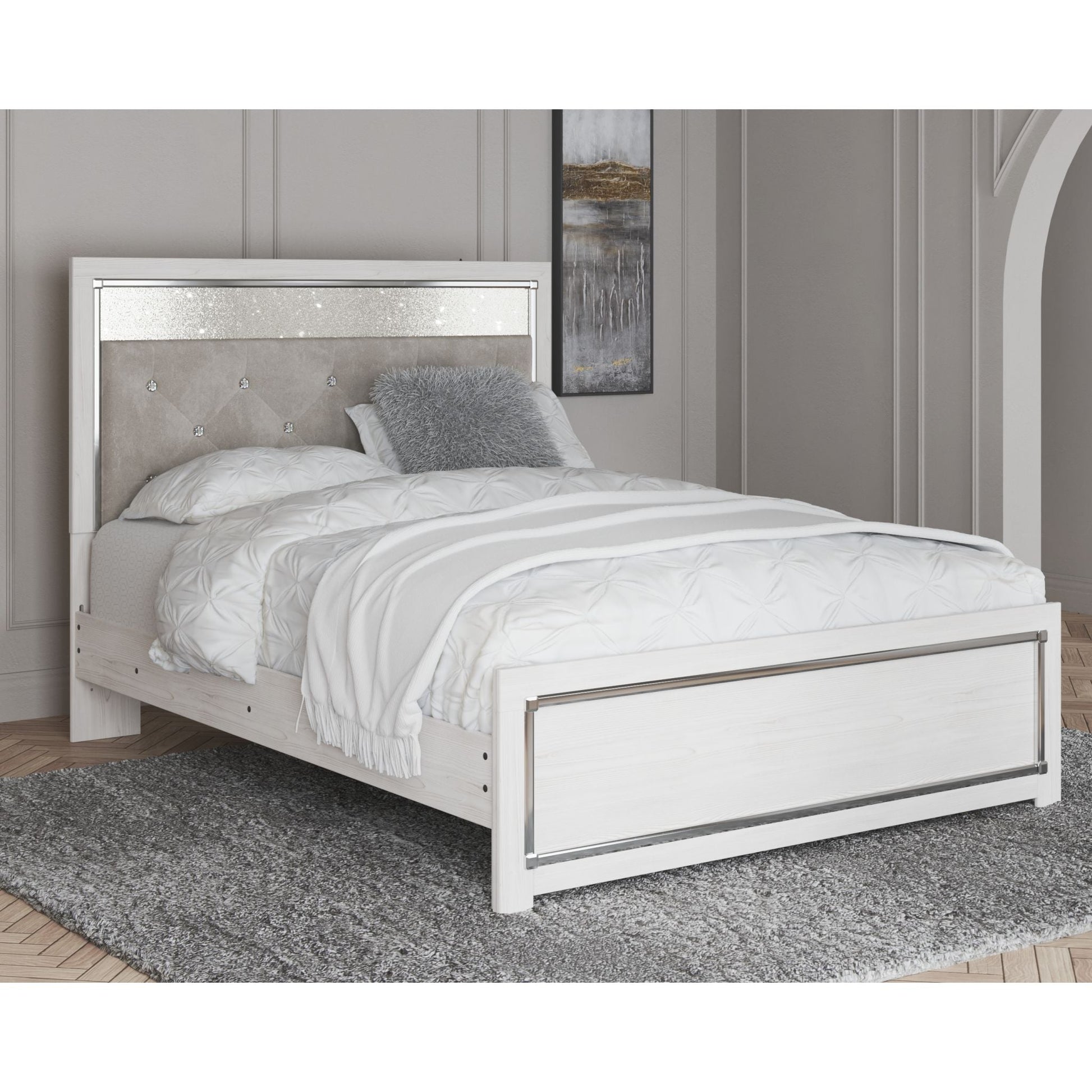 Altyra 3 Piece Panel Bed - White