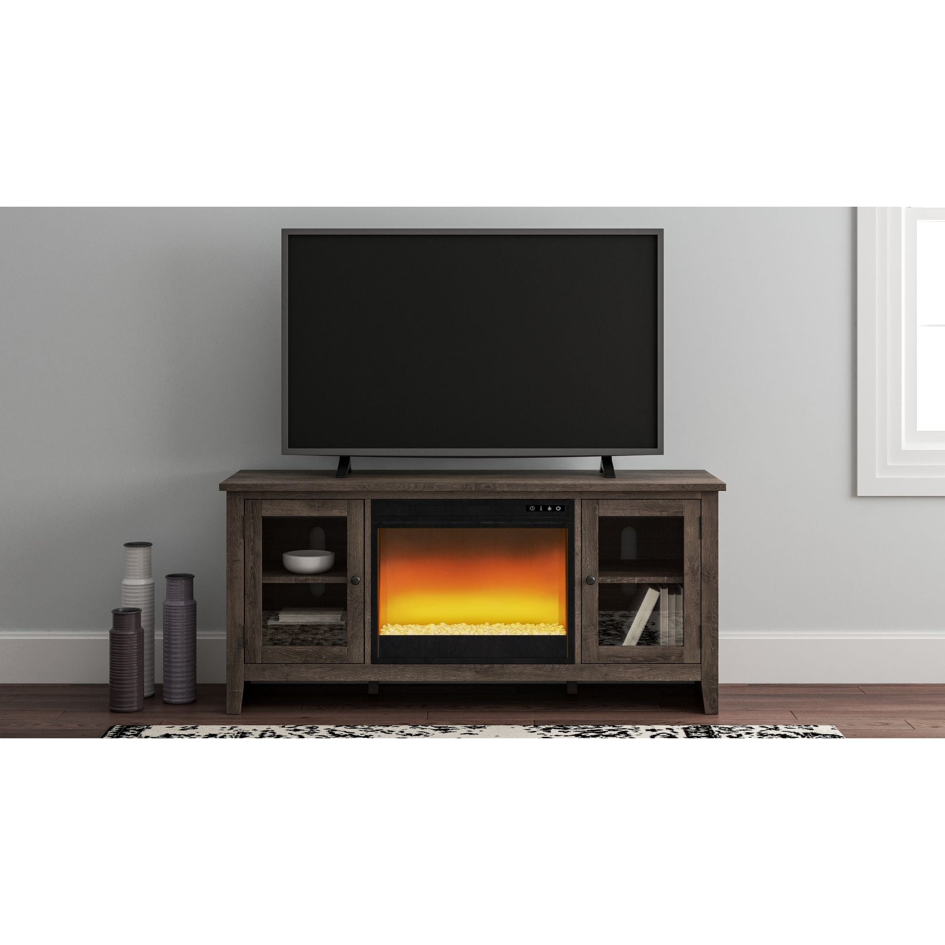Auburn Ridge Credenza With Fireplace - Gray