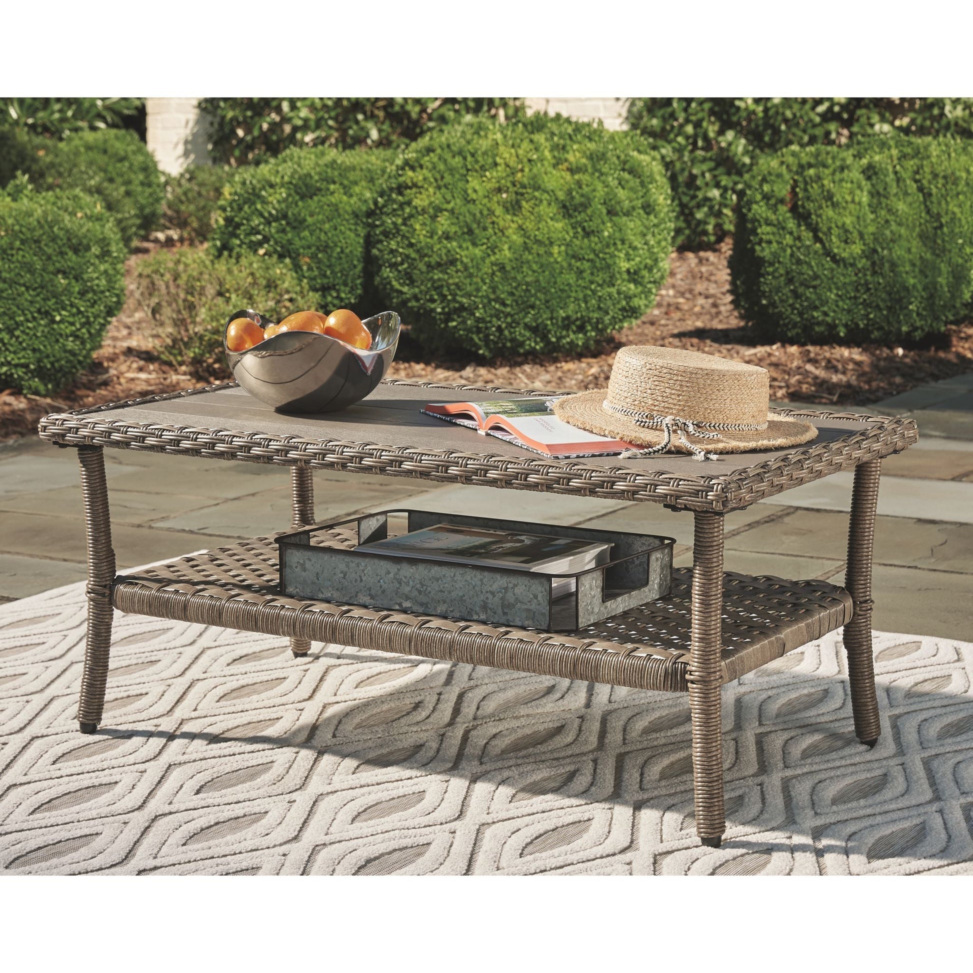 Outdoor Clear Ridge Coffee Table Light Brown